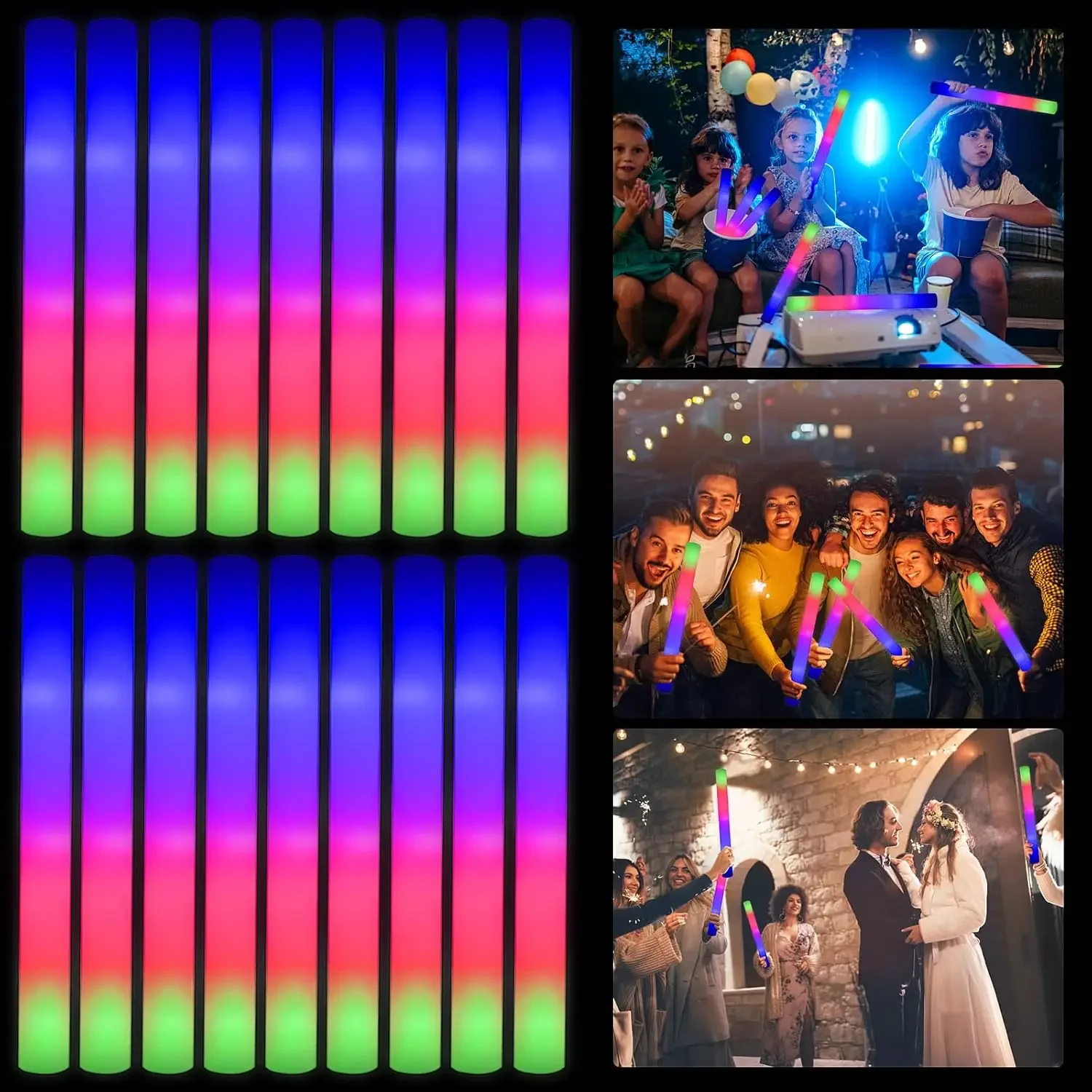 Flashing Led Foam Sticks Party - 1Z-50PCS Świecące pałeczki piankowe LED na