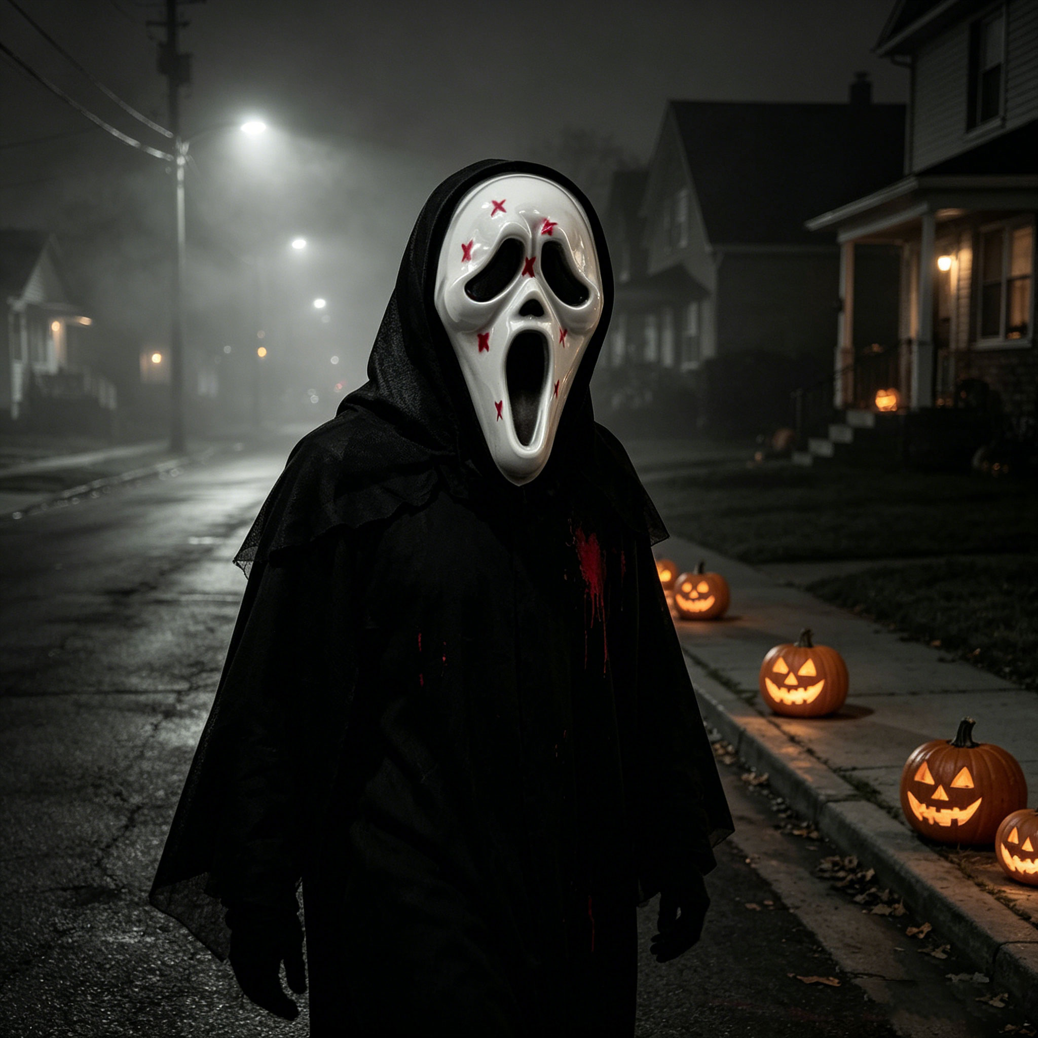 Maska ducha z czarną siatkową  – Led Purge Mask Halloween recenzja i cena